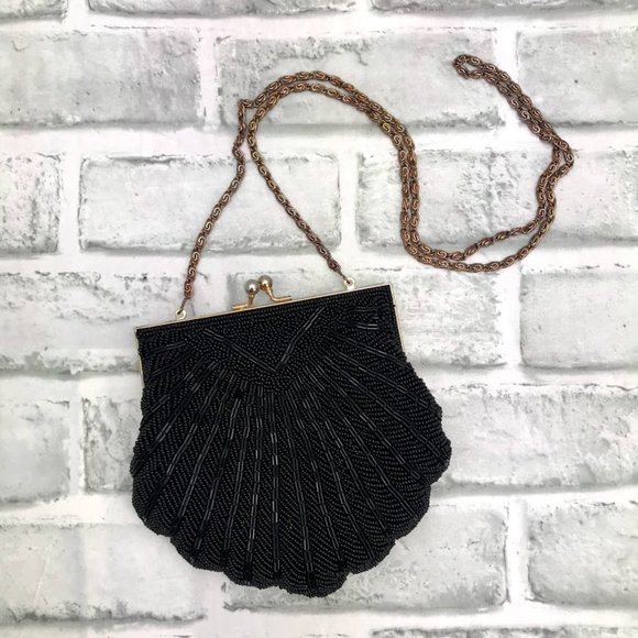Handbags - Vintage Beaded Clutch with Gold Clasp